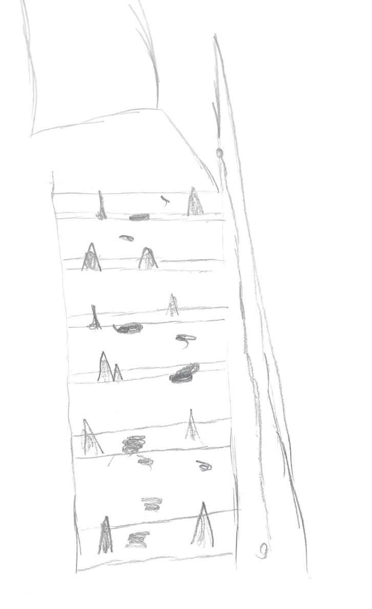 Stairs with spikes and stains on it making it dangerous and moody. It was designed with the feelings that the staircase invoked but the feelings were extremely exaggerated.  <a href='https://www.youtube.com/embed/tgbNymZ7vqY' target='_blank'><p>Project Video Link</p></a>